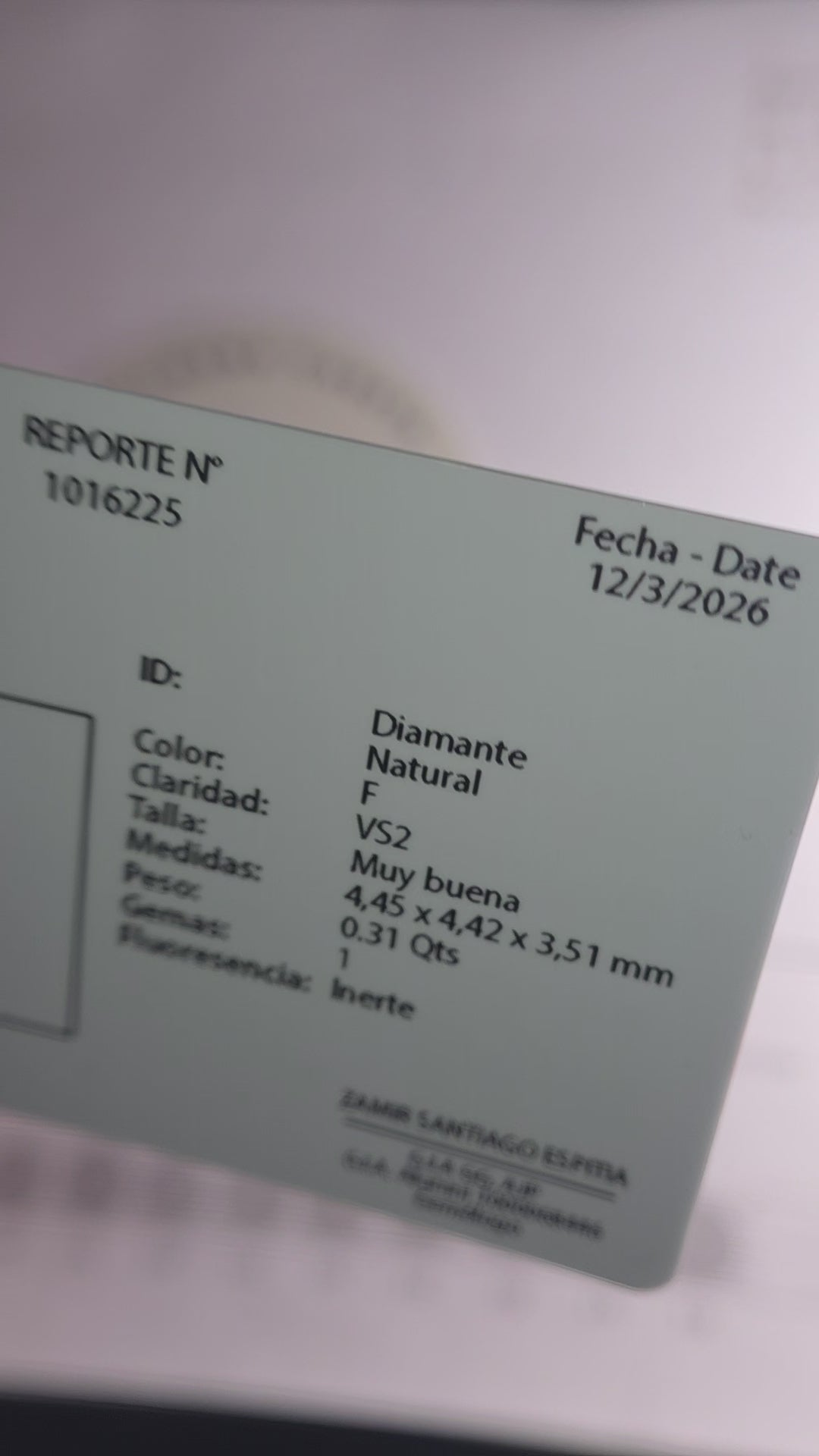 Diamante natural 0.31 ct | Color F | Claridad VS2