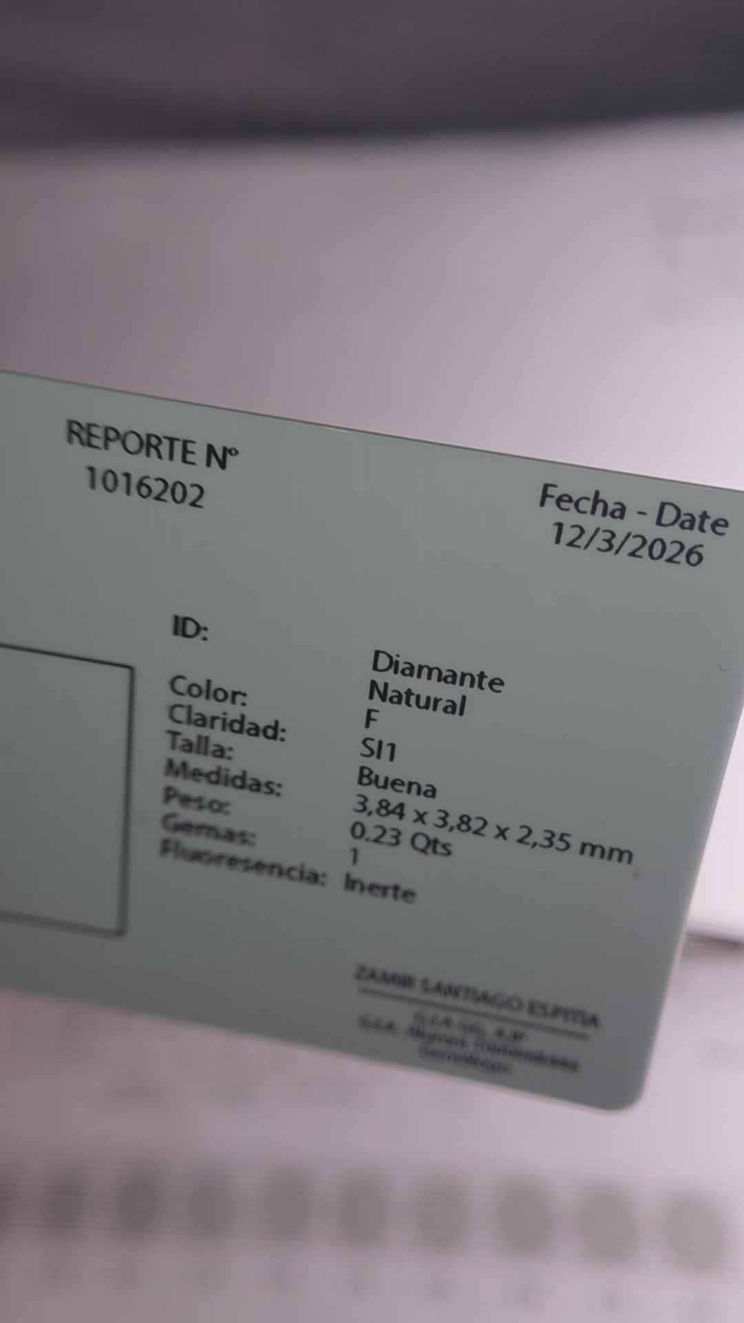 Diamante natural 0.23 ct | Color F | Claridad SI1