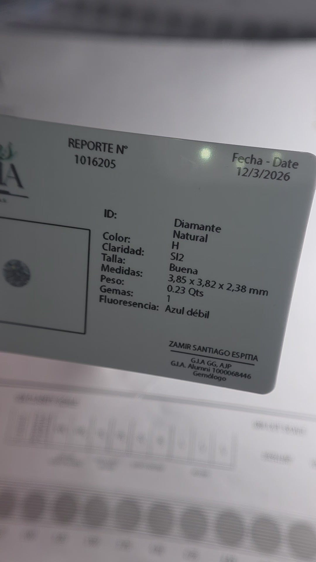 Diamante natural 0.23 ct | Color H | Claridad SI2