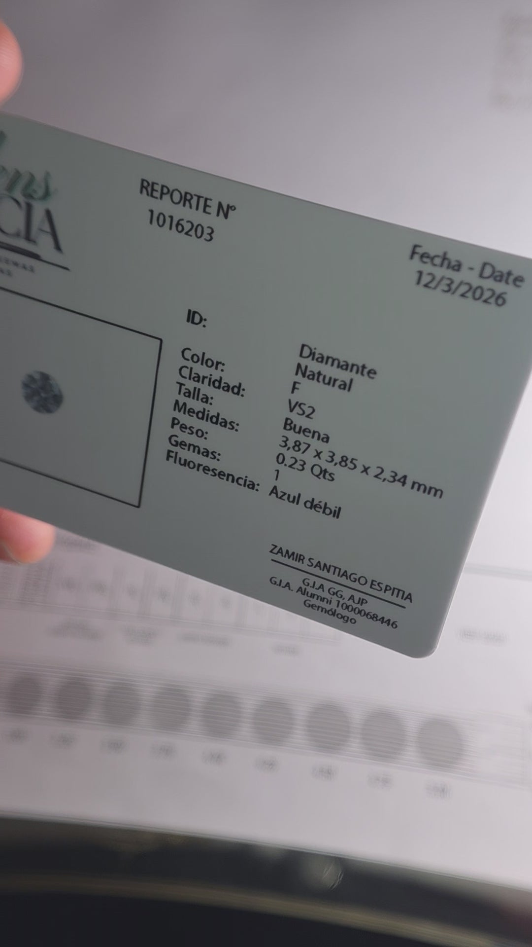Diamante natural 0.23 ct | Color F | Claridad VS2