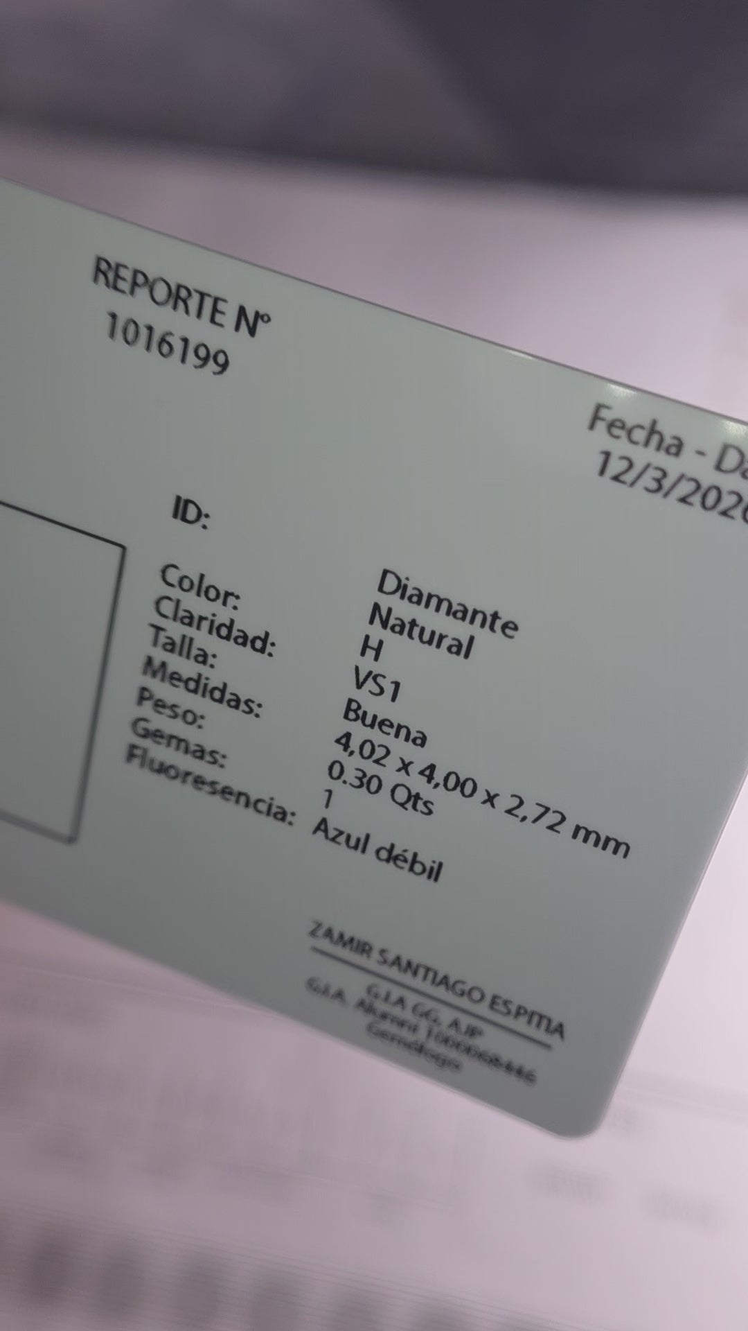 Diamante natural 0.30 ct | Color H | Claridad VS1